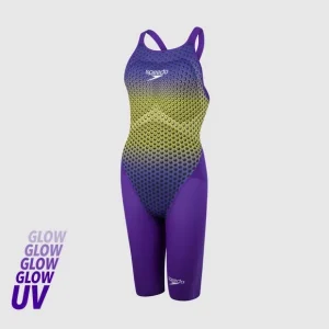 Speedo LZR Valor Knäskinn med öppen rygg (lila/gul)